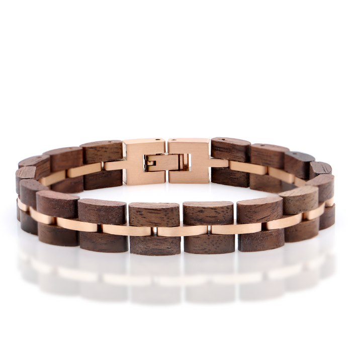 Koa and Rose Gold Stainless Steel Bracelet Womens