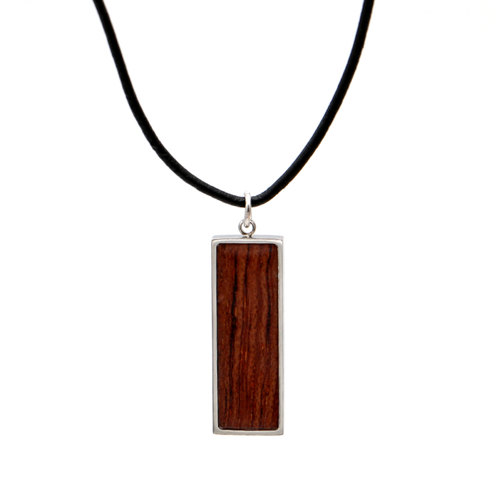 Koa Rectangle Pendant - Angled View 2