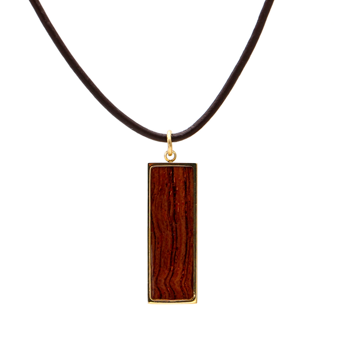 Koa Rectangle Pendant - Angled View 3