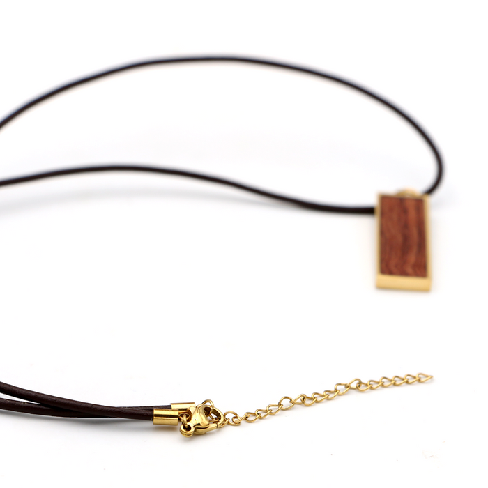 Koa Rectangle Pendant - Angled View 4