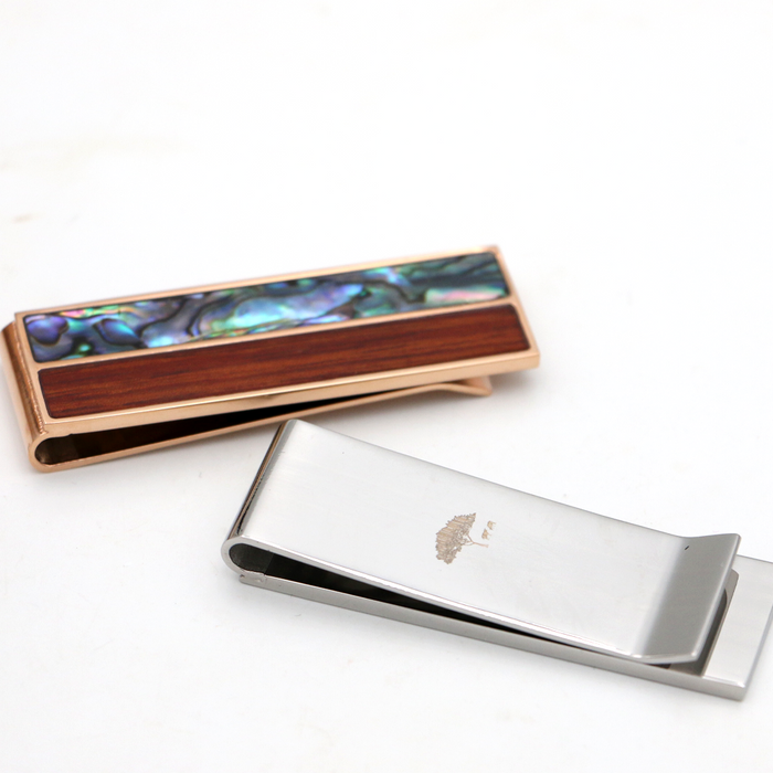 Koa Wood and Abalone Money Clip - Back View