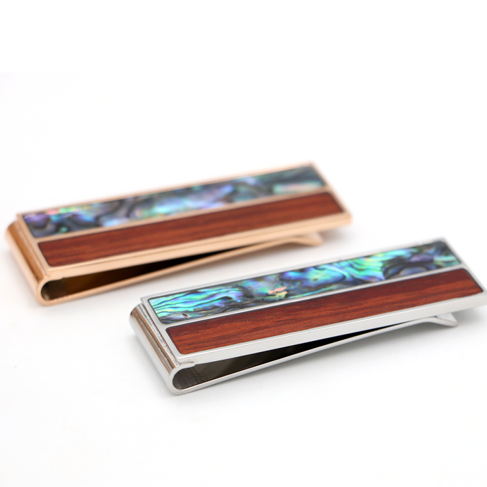 Koa Wood and Abalone Money Clip - Side View