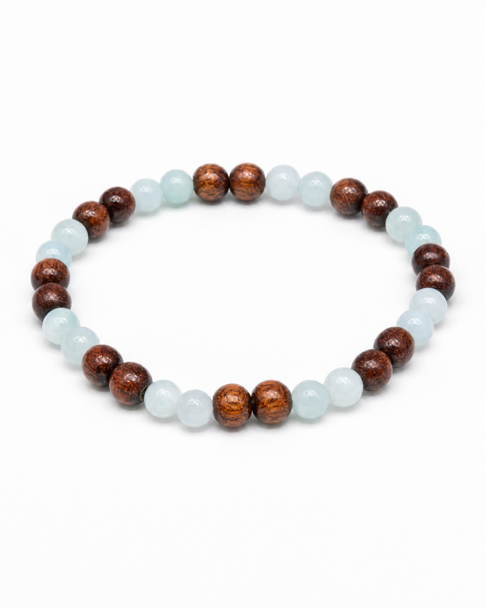 Koa Wood and Jade Beaded Bracelet