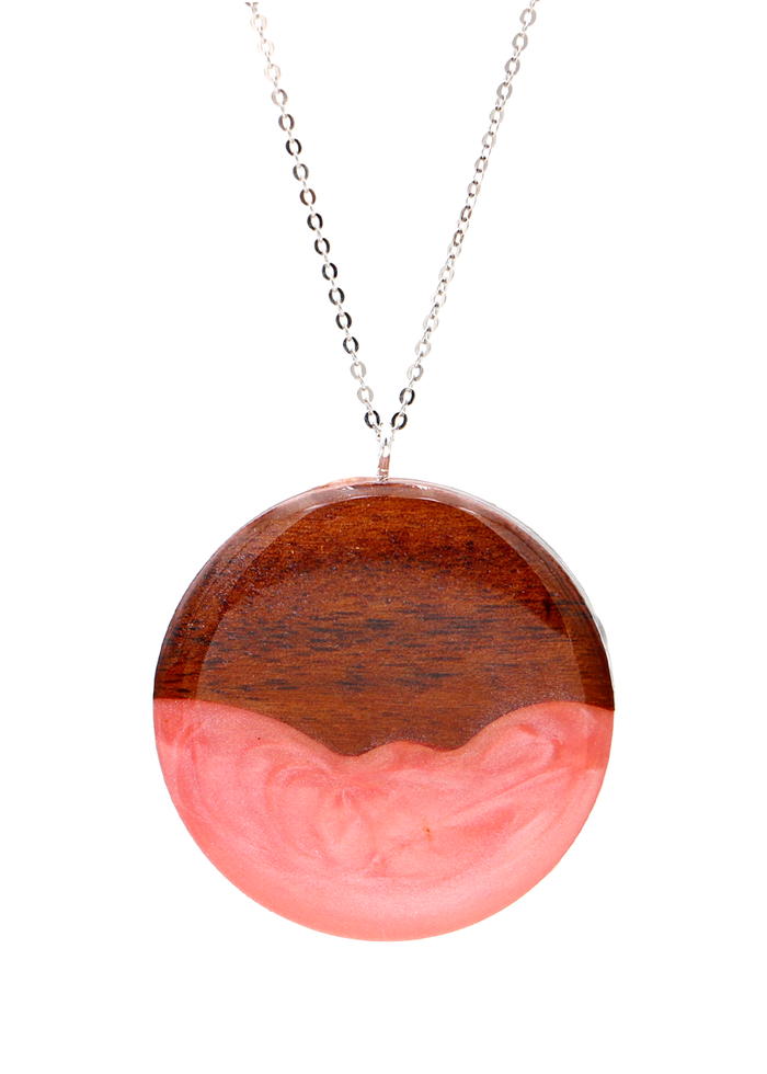 Koa Wood and Resin Circle Pendant