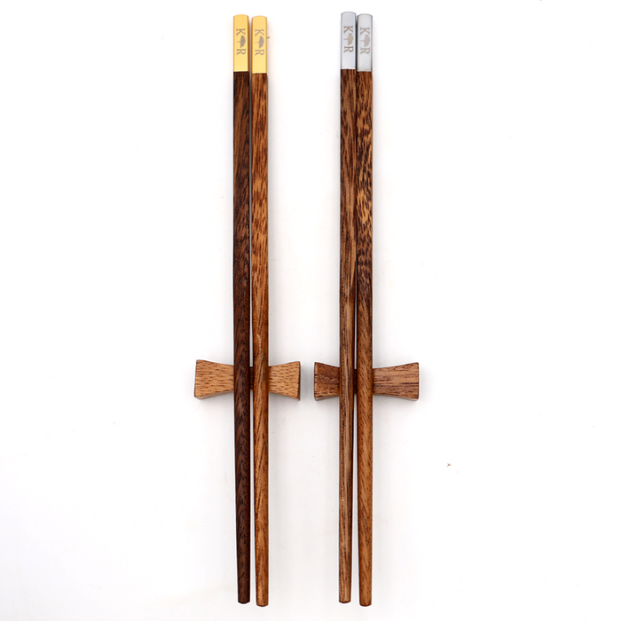Koa Wood Chopsticks - Silver Accents