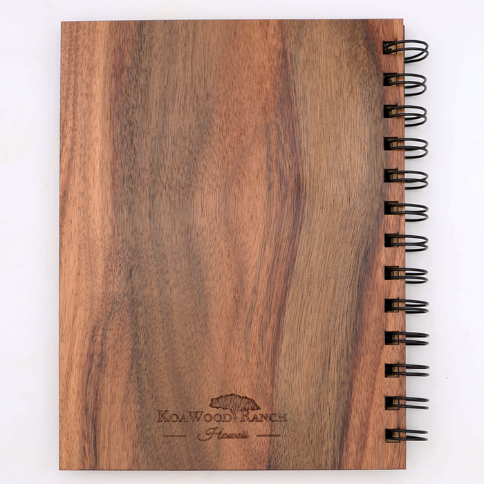 Koa Wood Flora Notebook - Back View