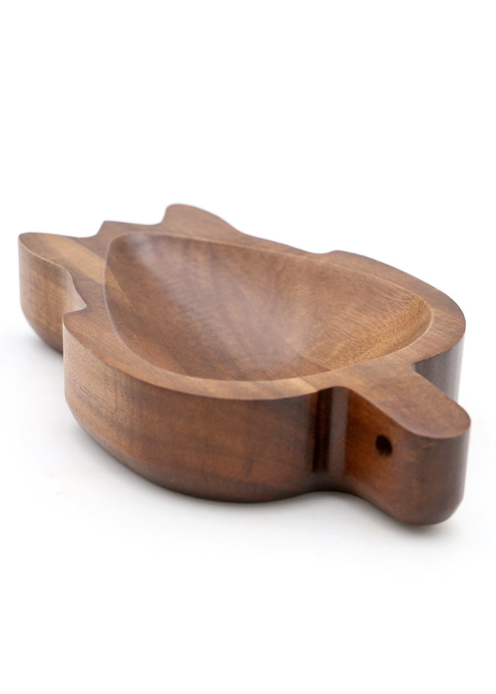 Koa Wood Honu Dish - Angled View