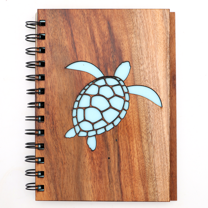 Koa Wood Honu Notebook - Front View