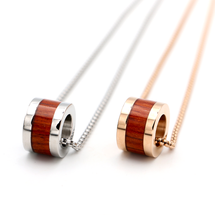 Koa Wood Inlay Barrel - Stainless Steel
