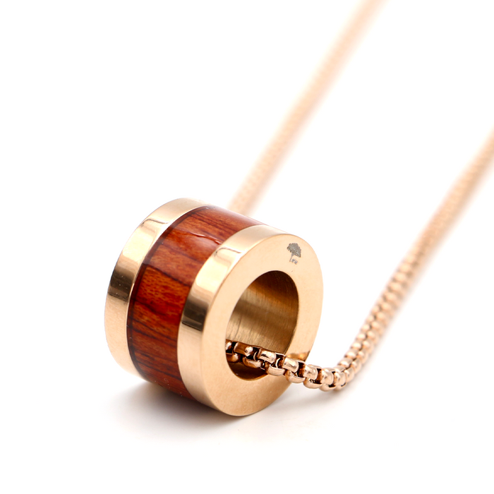 Koa Wood Inlay Barrel - Stainless Steel - Close-Up 1