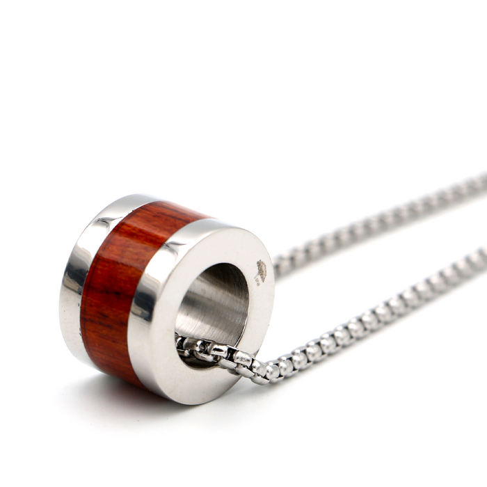 Koa Wood Inlay Barrel - Stainless Steel - Close-Up 2