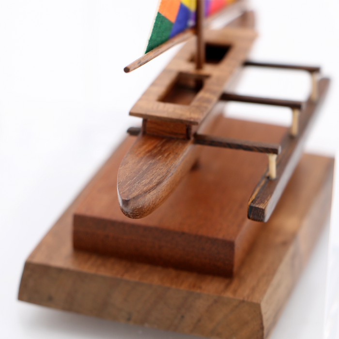 Koa Wood Manini Hawaiian Fiji Dugout Canoe - Close-Up 1