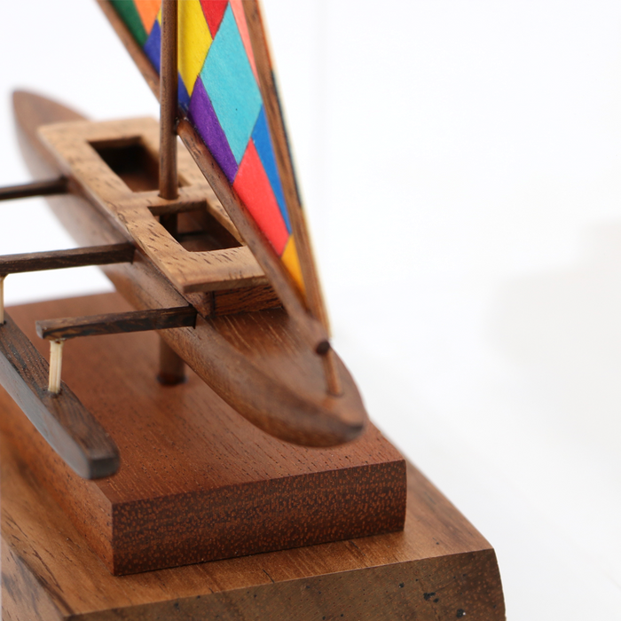Koa Wood Manini Hawaiian Fiji Dugout Canoe - Close-Up 2