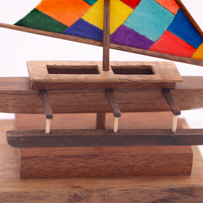 Koa Wood Manini Hawaiian Fiji Dugout Canoe - Front View