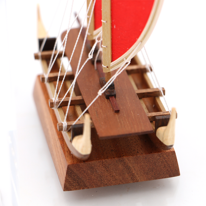 Koa Wood Manini Hawaiian Hokule'a Canoe - Close-Up 1
