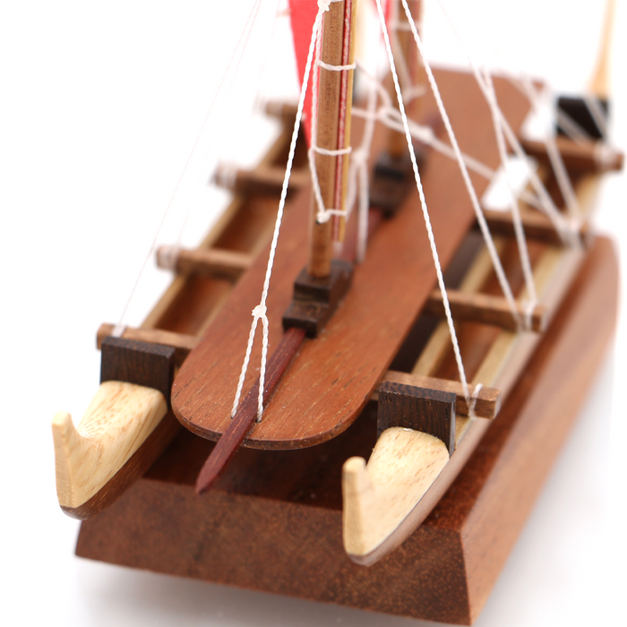 Koa Wood Manini Hawaiian Hokule'a Canoe - Close-Up 2