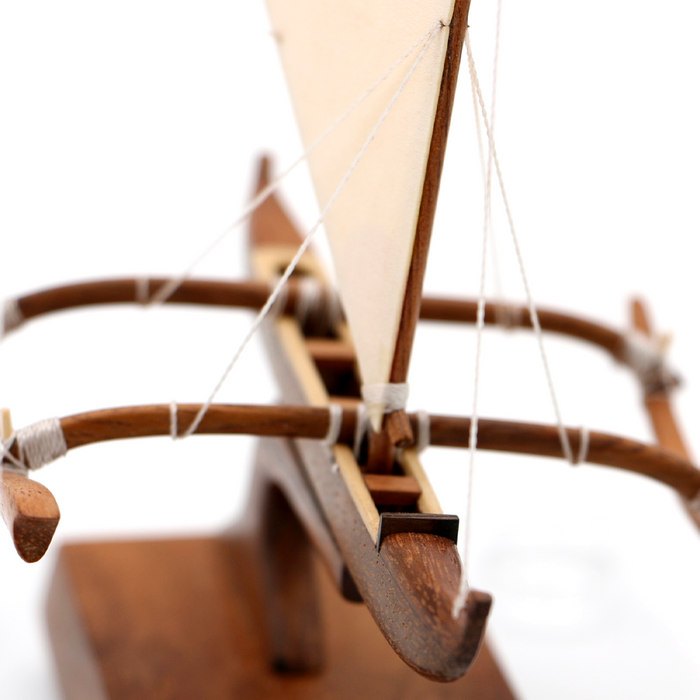 Koa Wood Manini Hawaiian Racing Canoe - Close-Up