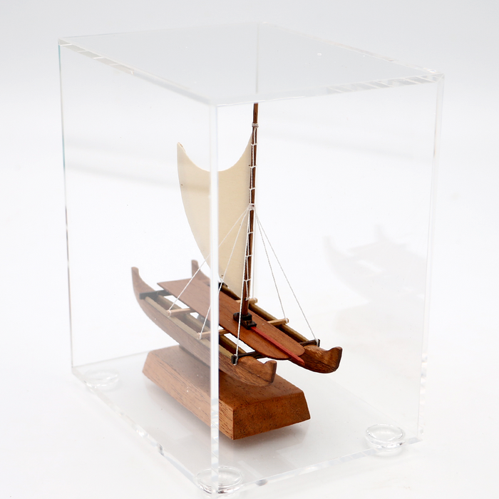 Koa Wood Manini Hawaiian Sailing Canoe - Side View