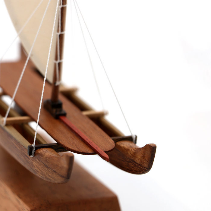 Koa Wood Manini Hawaiian Sailing Canoe - Close-Up