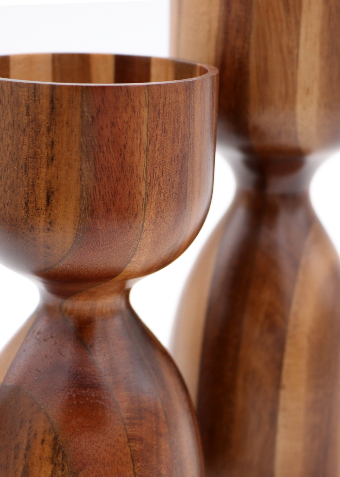 Koa Wood Pillar Candle Holder - Set of Two - Close-Up 2