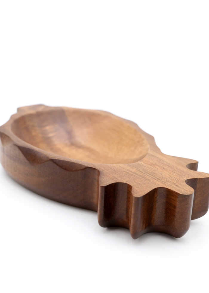 Koa Wood Pineapple Dish - Angled View