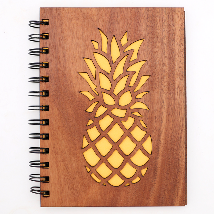 Koa Wood Pineapple Notebook - Front View