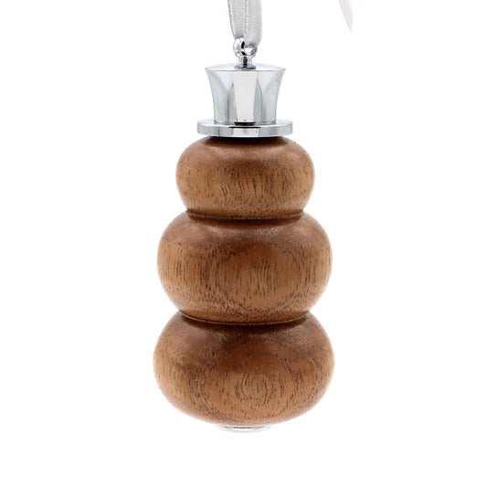 Koa Wood Snowman Ornament - Close-Up