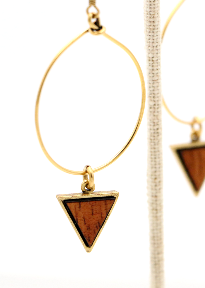 Koa Wood Triangle with Wire Hoop - Close-Up