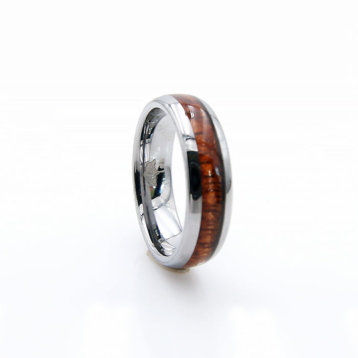 Koa Wood Tungsten Ring Rounded 6mm