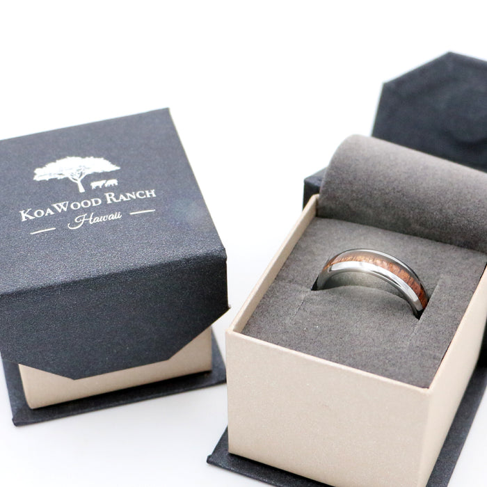 Koa Wood Tungsten Ring Rounded 6mm