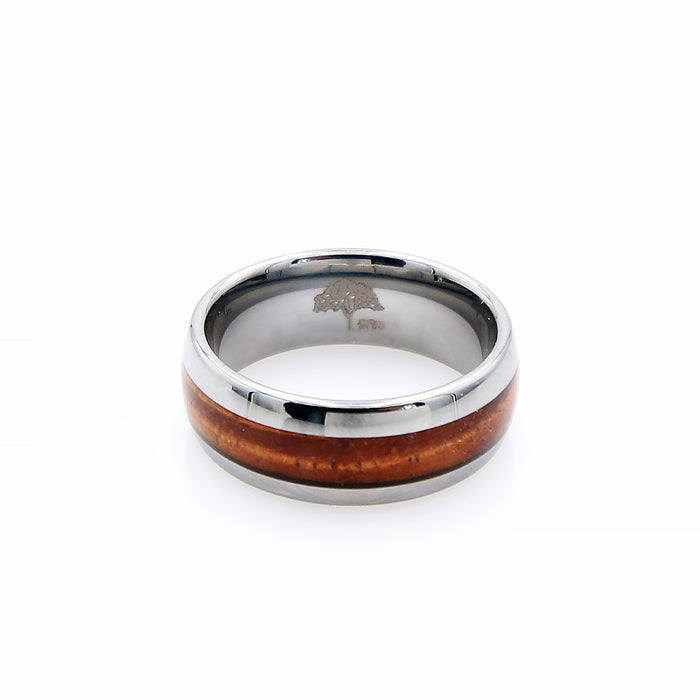 Koa Wood Tungsten Ring Rounded 8mm