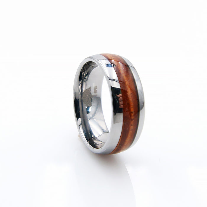 Koa Wood Tungsten Ring Rounded 8mm
