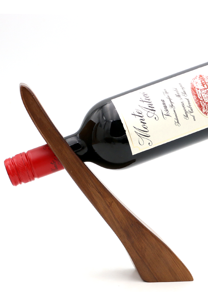 Koa Wood Wine Bottle Holder - Side View
