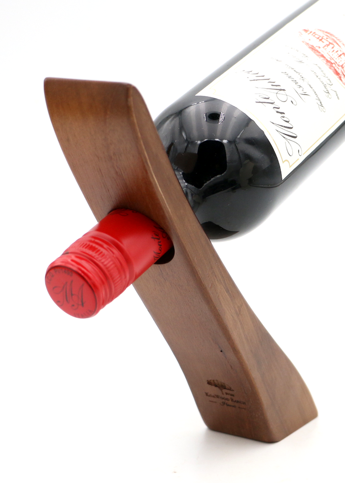 Koa Wood Wine Bottle Holder - Front View