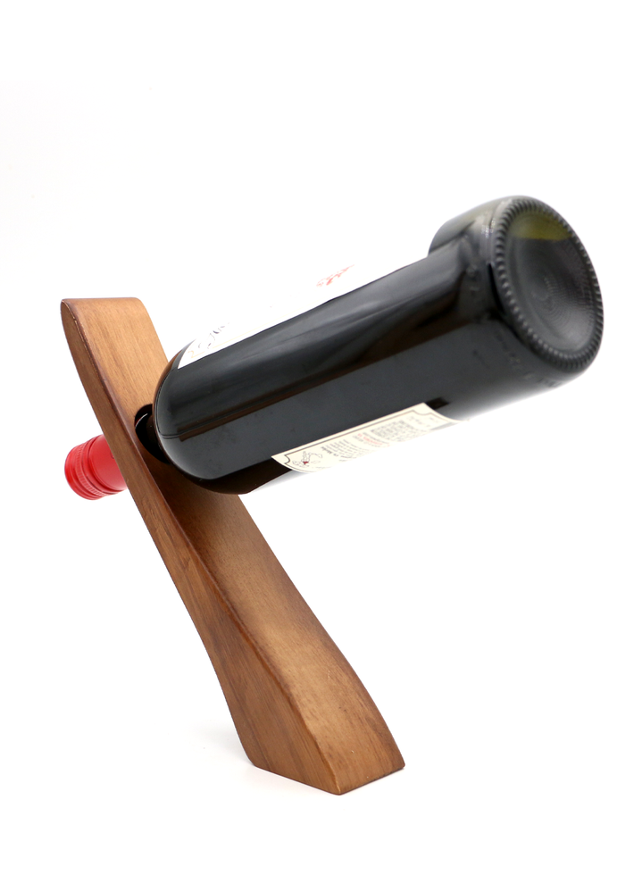 Koa Wood Wine Bottle Holder - Back View