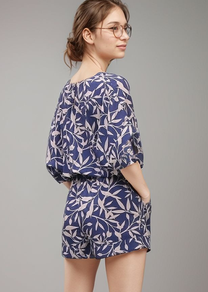 Kona Romper - Floral Blue - Back View