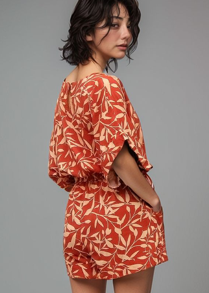 Kona Romper - Floral Sunset - Back View