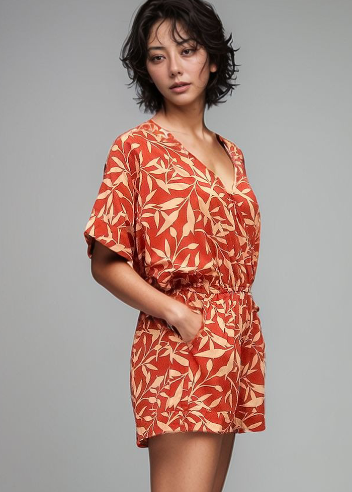 Kona Romper - Floral Sunset - Side View 2