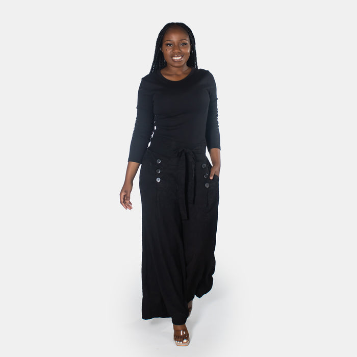 Ladies' 6 Button Pants - Black