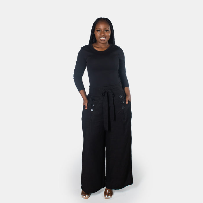 Ladies' 6 Button Pants - Black