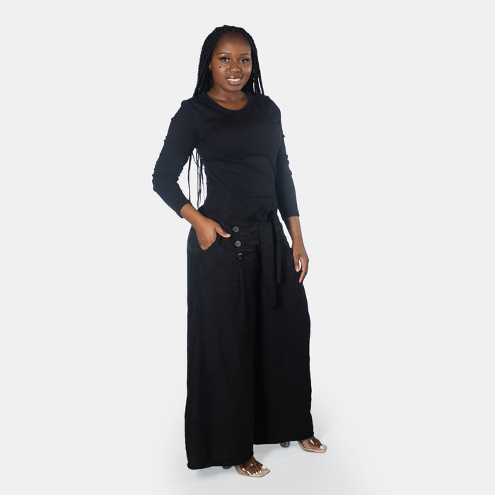 Ladies' 6 Button Pants - Black