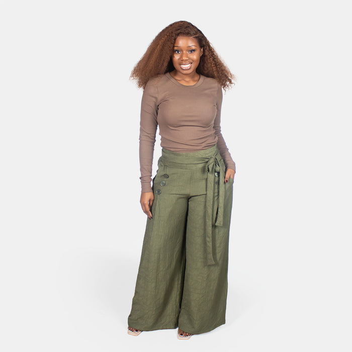 Ladies' 6 Button Pants - Olive