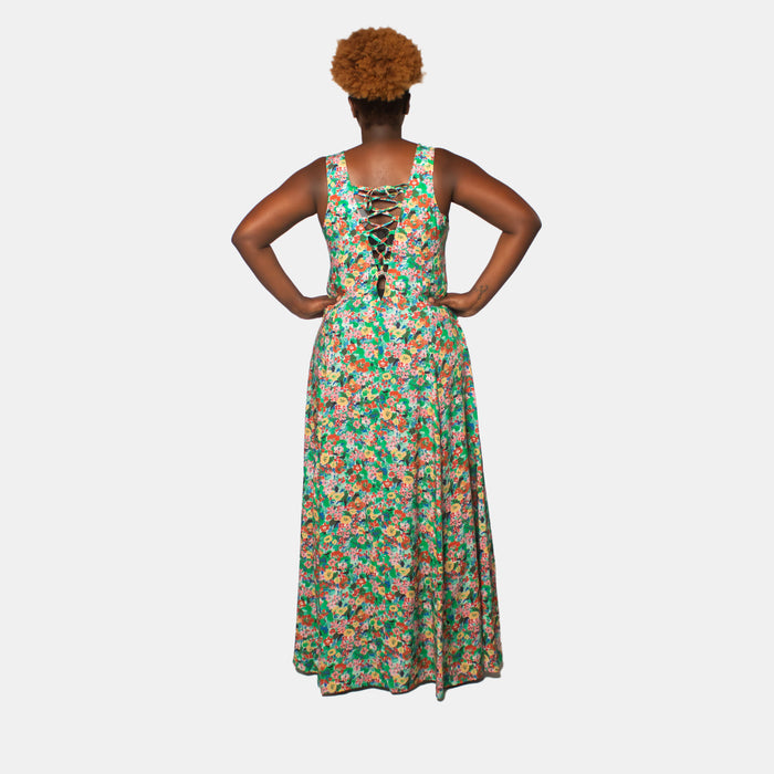 Ladies' Arwen Lace Up Maxi Dress - Green