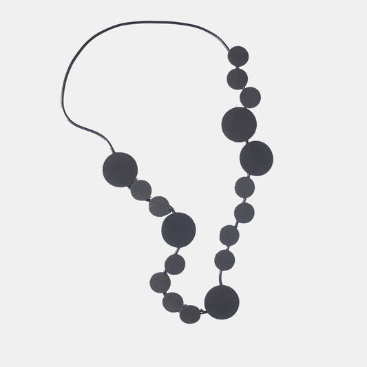 Ladies' Black Disc Necklace - Black