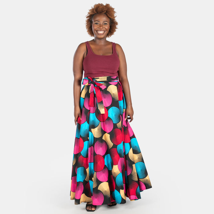 Ladies' Busi Wrap Cotton Skirt - Cerise
