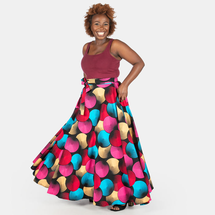 Ladies' Busi Wrap Cotton Skirt - Cerise