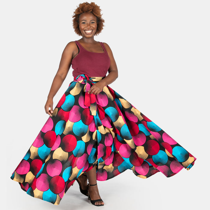 Ladies' Busi Wrap Cotton Skirt - Cerise