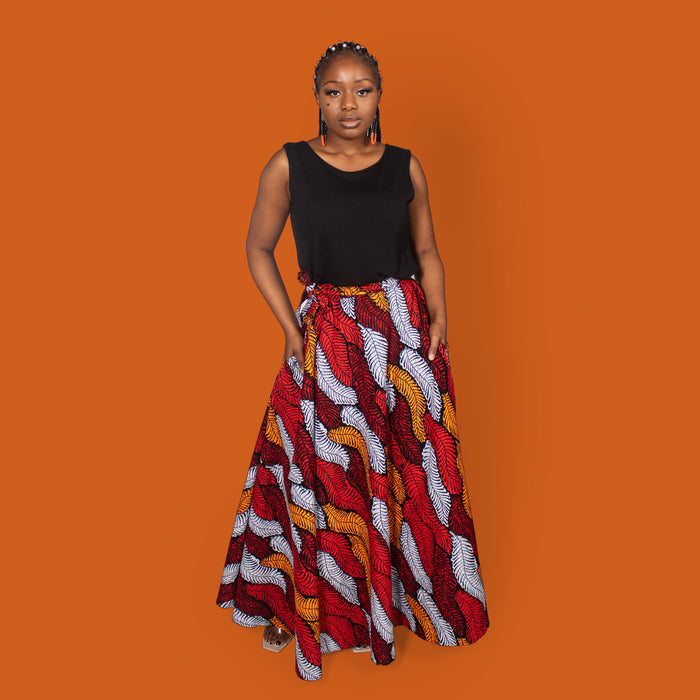 Ladies' Busi Wrap Cotton Skirt - Red