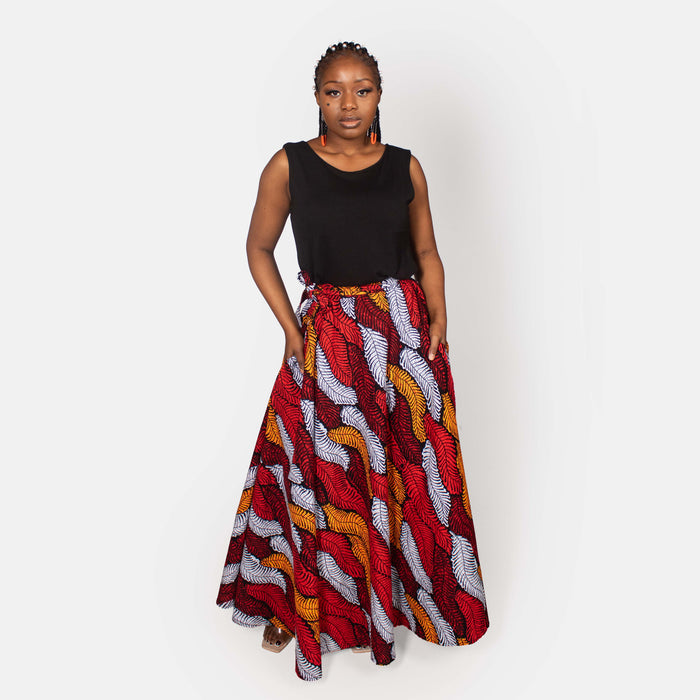 Ladies' Busi Wrap Cotton Skirt - Red