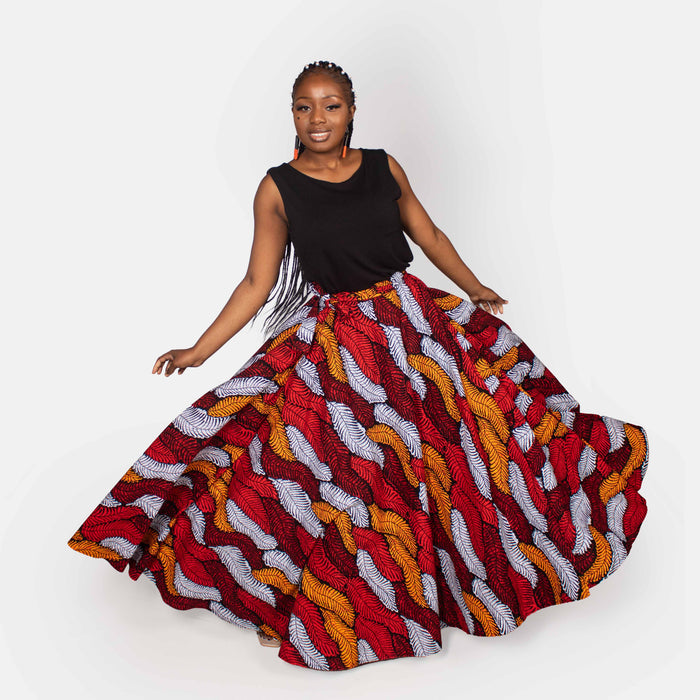 Ladies' Busi Wrap Cotton Skirt - Red